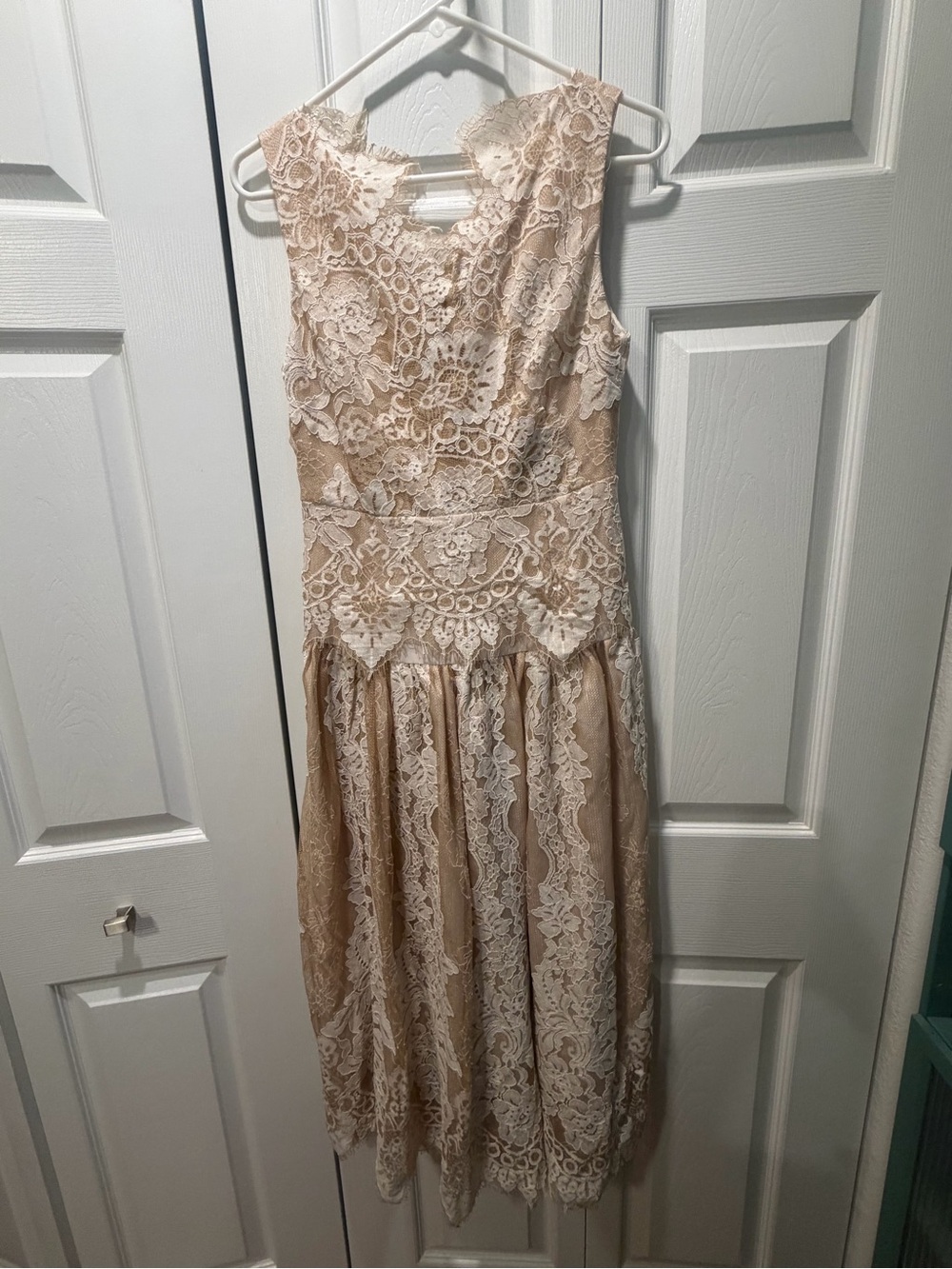 Metisu Blush Lace Overlay Midi Dress